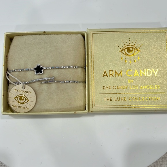 ARM CANDY THE LUXE COLLECTION 2 PIECE BOLO SLIDE BRACELETS BRAND NEW CZ/SILVER - Picture 5 of 5